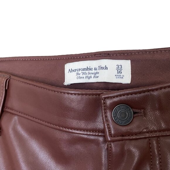 Abercrombie & Fitch the 90s Straight Ultra High Rise Vegan Leather Pant - Picture 3 of 5